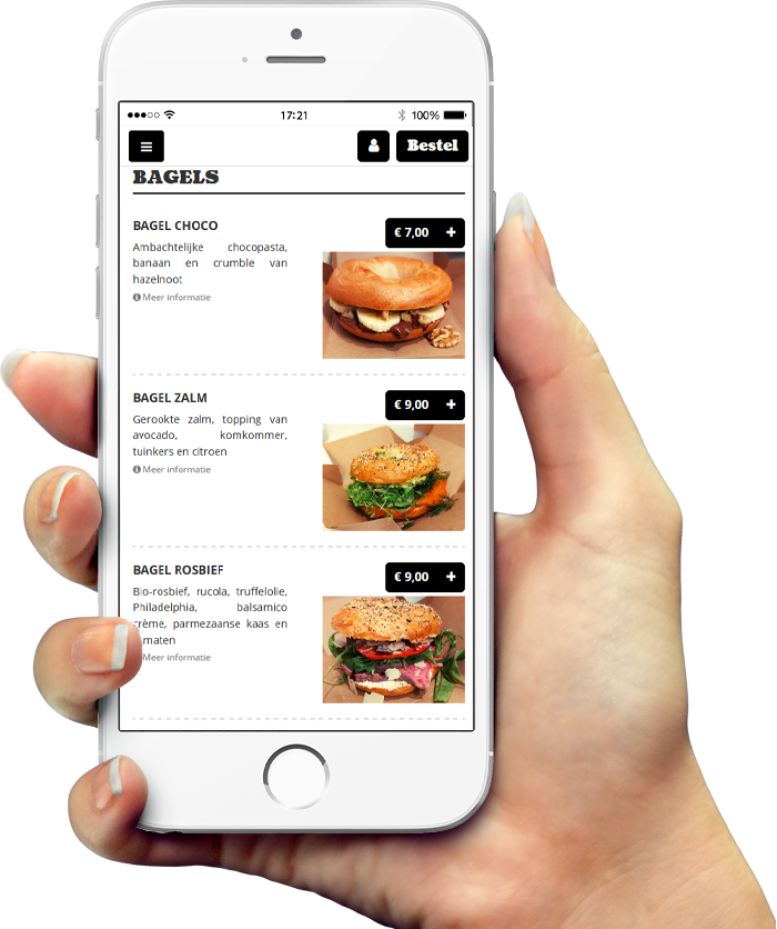 Voorbeeld van onze app op smartphone